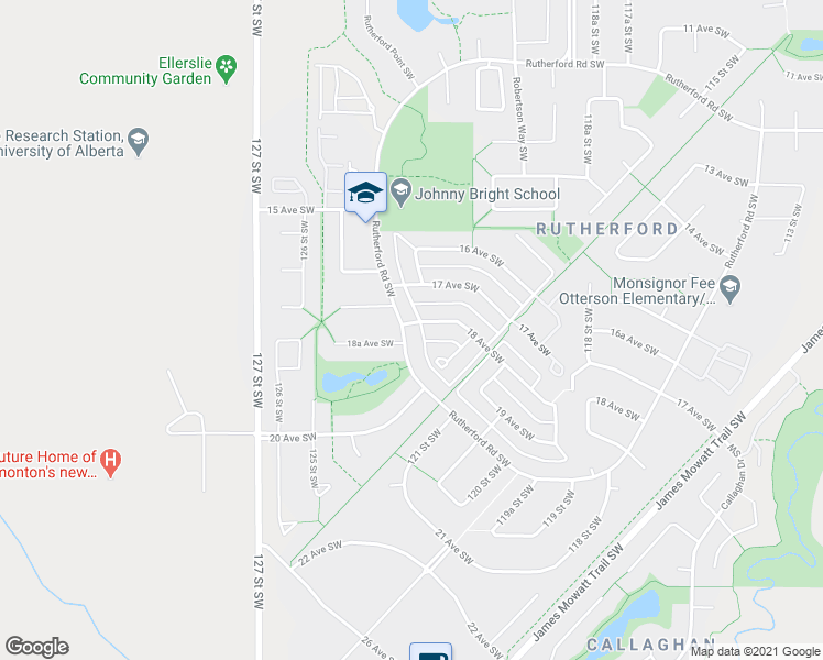 map of restaurants, bars, coffee shops, grocery stores, and more near 12255 18 Avenue Southwest in Edmonton