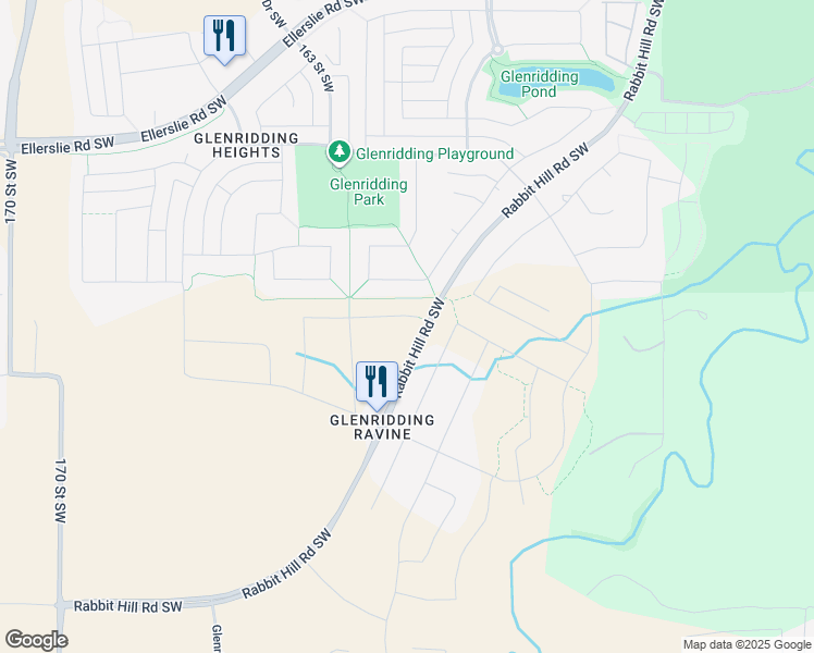 map of restaurants, bars, coffee shops, grocery stores, and more near 15803 18 Avenue Southwest in Edmonton