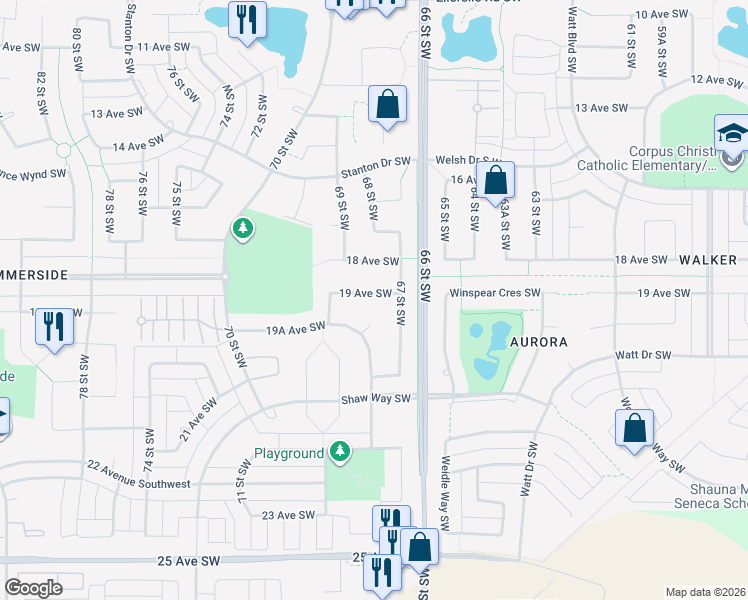 map of restaurants, bars, coffee shops, grocery stores, and more near in Edmonton
