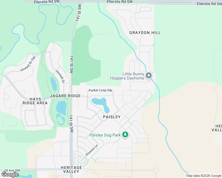 map of restaurants, bars, coffee shops, grocery stores, and more near 3259 Parker Loop Southwest in Edmonton