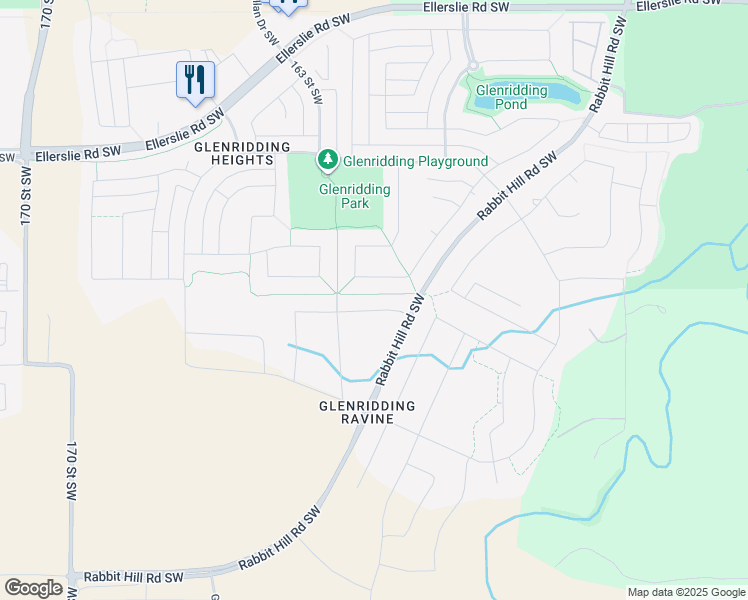 map of restaurants, bars, coffee shops, grocery stores, and more near 16108 18 Avenue Southwest in Edmonton