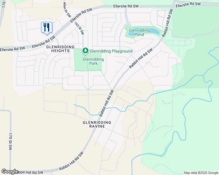 map of restaurants, bars, coffee shops, grocery stores, and more near 15803 18 Avenue Southwest in Edmonton