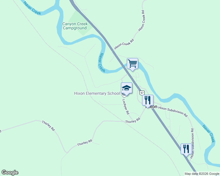 map of restaurants, bars, coffee shops, grocery stores, and more near 385 Colgrove Road in Hixon
