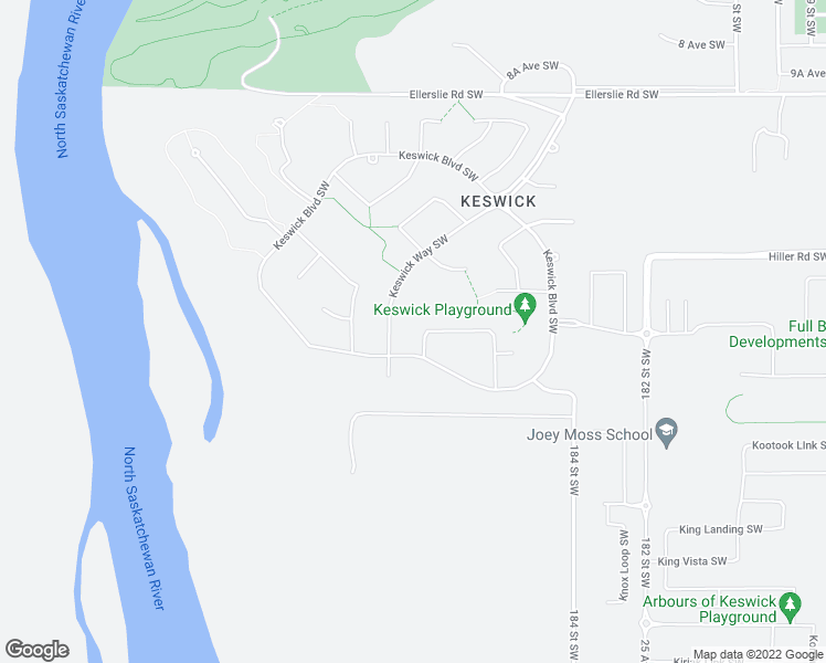 map of restaurants, bars, coffee shops, grocery stores, and more near 1304 184 Street Southwest in Edmonton