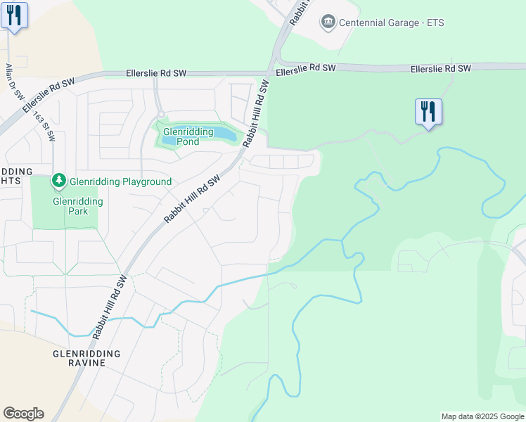 map of restaurants, bars, coffee shops, grocery stores, and more near 1418 156 Street Southwest in Edmonton