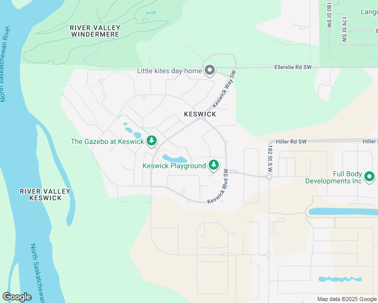 map of restaurants, bars, coffee shops, grocery stores, and more near 3825 Kidd Bay Southwest in Edmonton