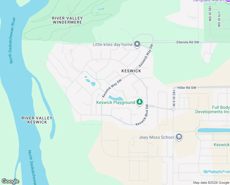 map of restaurants, bars, coffee shops, grocery stores, and more near 3083 Keswick Way Southwest in Edmonton