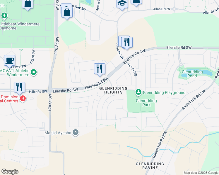 map of restaurants, bars, coffee shops, grocery stores, and more near in Edmonton