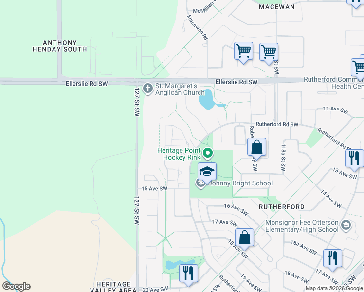 map of restaurants, bars, coffee shops, grocery stores, and more near in Edmonton