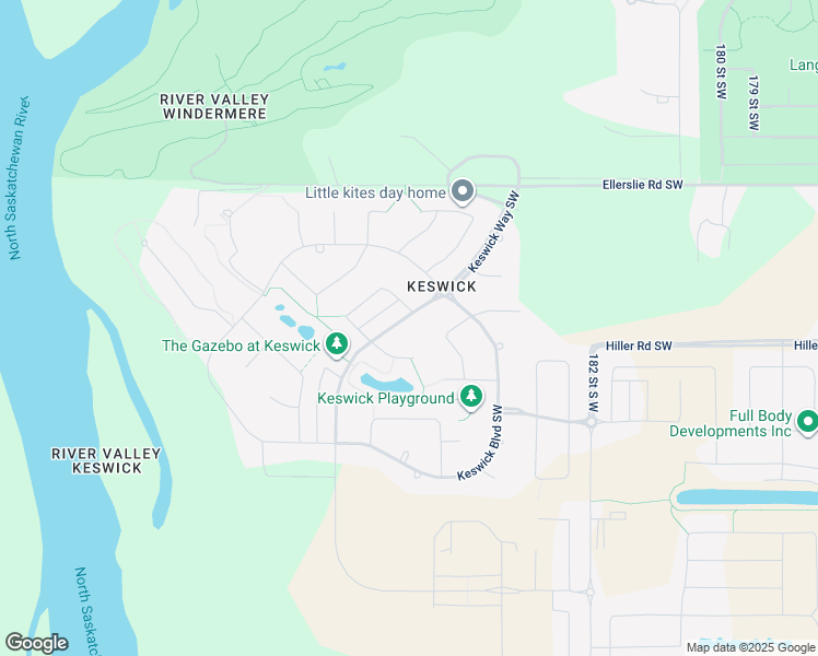 map of restaurants, bars, coffee shops, grocery stores, and more near 3825 Kidd Bay Southwest in Edmonton