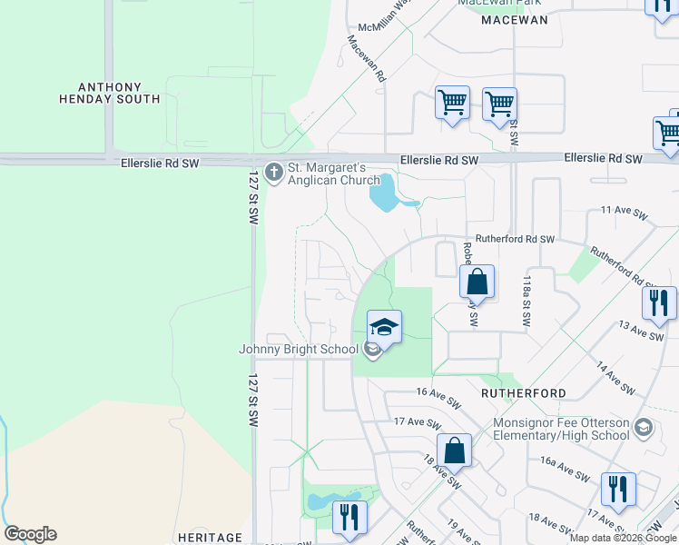 map of restaurants, bars, coffee shops, grocery stores, and more near in Edmonton