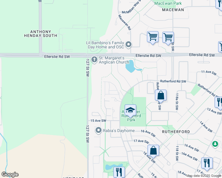 map of restaurants, bars, coffee shops, grocery stores, and more near in Edmonton