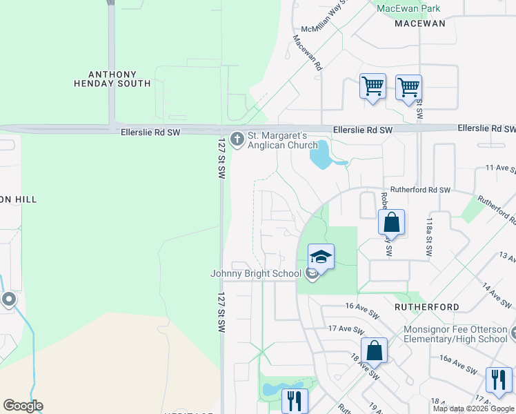 map of restaurants, bars, coffee shops, grocery stores, and more near in Edmonton