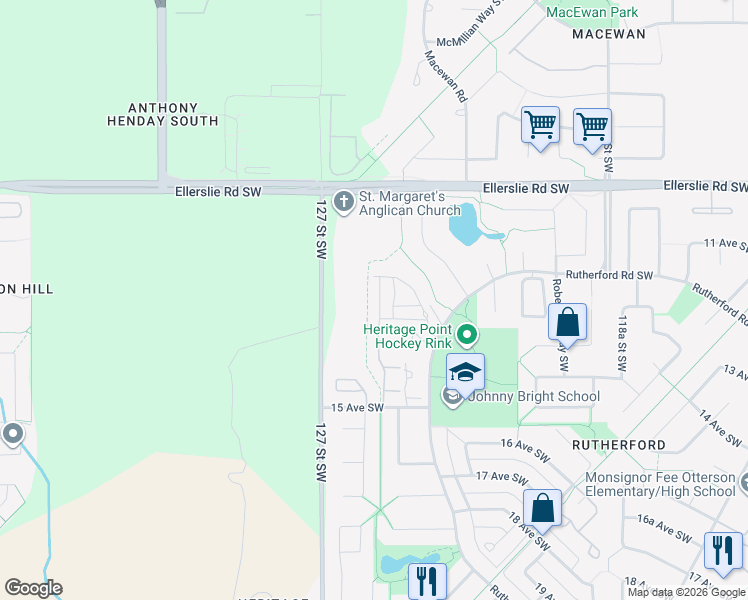map of restaurants, bars, coffee shops, grocery stores, and more near in Edmonton