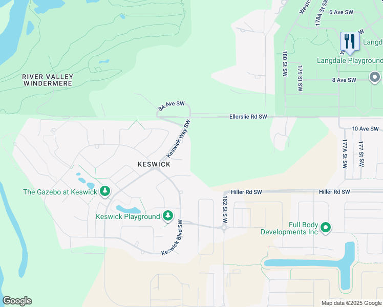 map of restaurants, bars, coffee shops, grocery stores, and more near 3308 Kidd Close Southwest in Edmonton