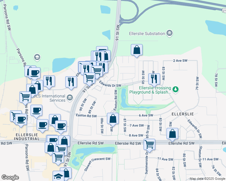 map of restaurants, bars, coffee shops, grocery stores, and more near in Edmonton