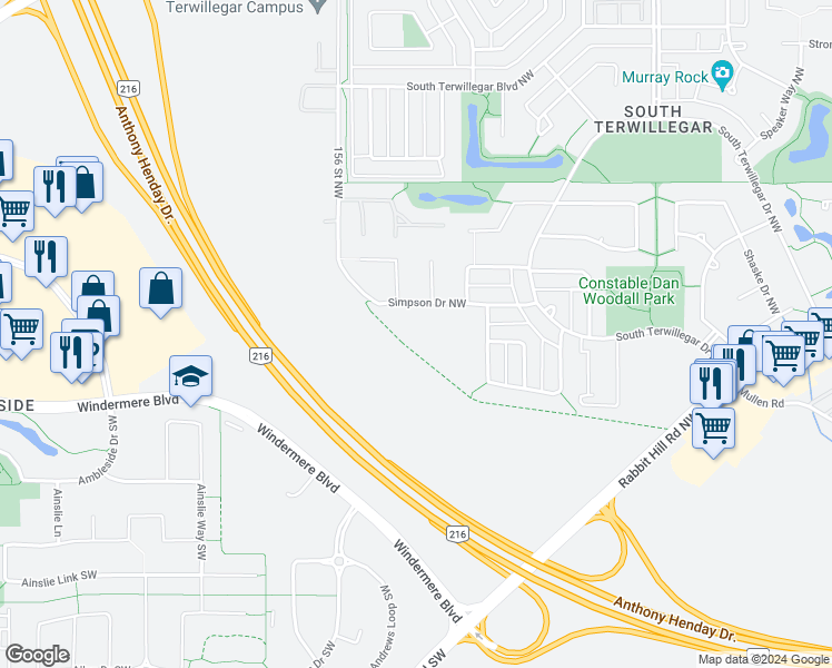 map of restaurants, bars, coffee shops, grocery stores, and more near 9363 Simpson Drive Northwest in Edmonton