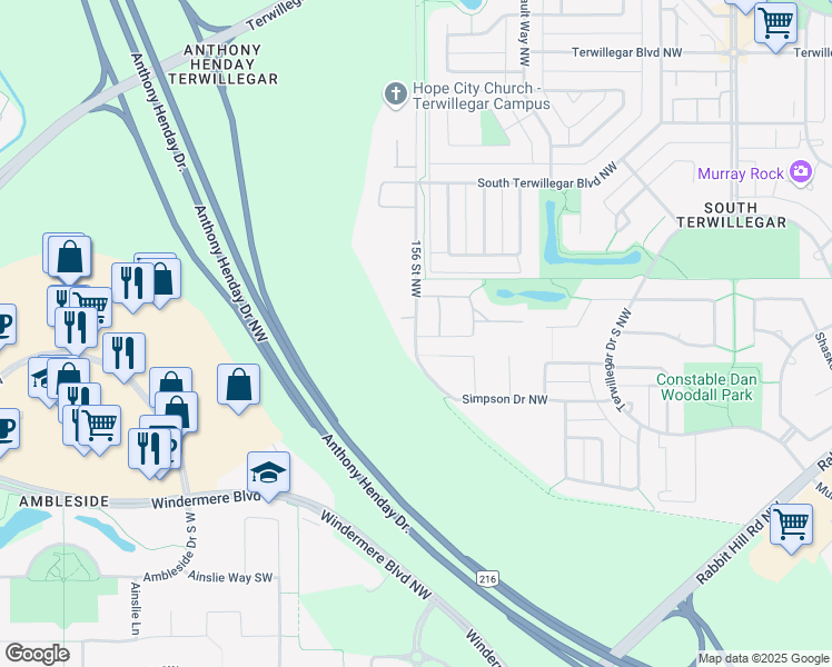 map of restaurants, bars, coffee shops, grocery stores, and more near 8 156 Street Northwest in Edmonton