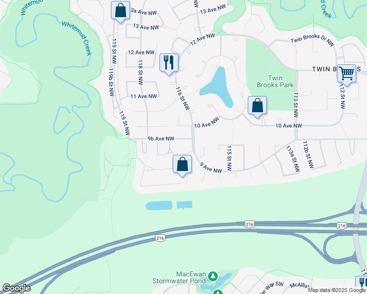 map of restaurants, bars, coffee shops, grocery stores, and more near 11620 10A Avenue Northwest in Edmonton