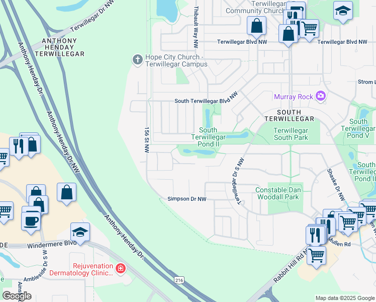map of restaurants, bars, coffee shops, grocery stores, and more near 6063 South Terwillegar Boulevard Northwest in Edmonton