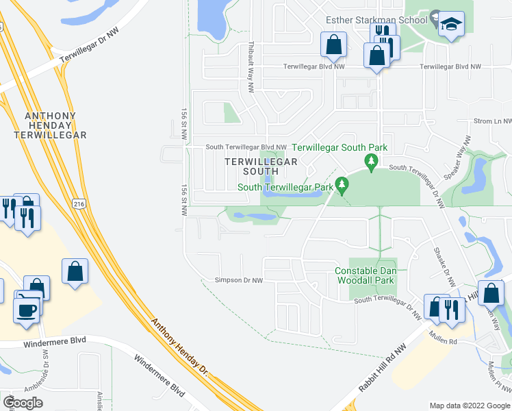 map of restaurants, bars, coffee shops, grocery stores, and more near 6063 South Terwillegar Boulevard Northwest in Edmonton