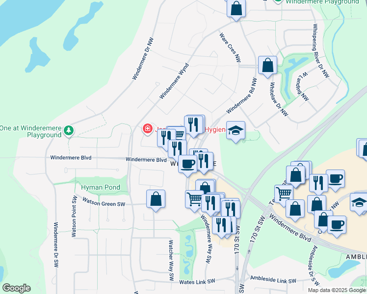 map of restaurants, bars, coffee shops, grocery stores, and more near in Edmonton