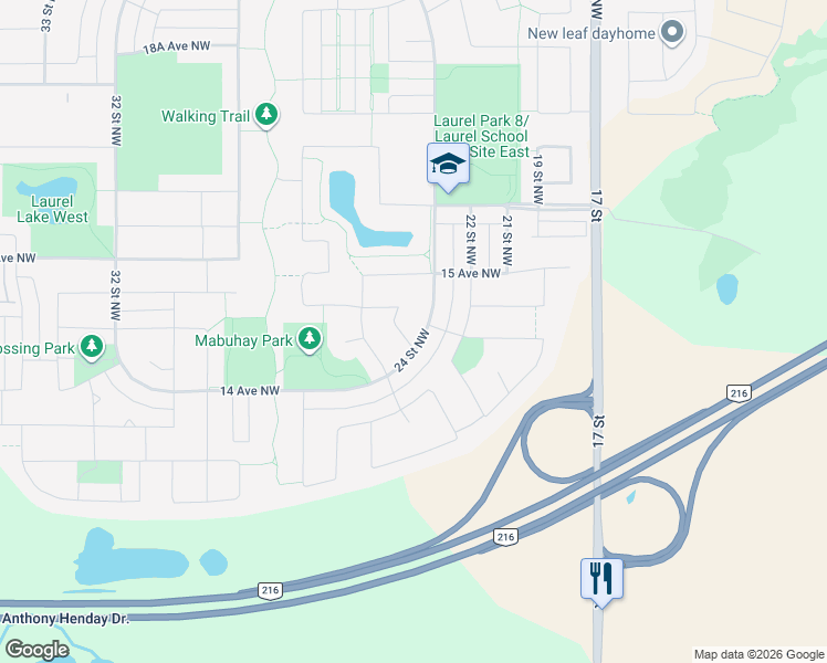 map of restaurants, bars, coffee shops, grocery stores, and more near 1426 24A Street in Edmonton