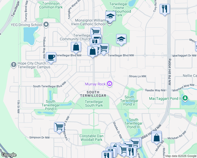 map of restaurants, bars, coffee shops, grocery stores, and more near in Edmonton