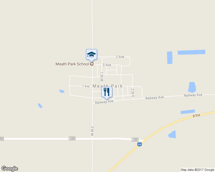 map of restaurants, bars, coffee shops, grocery stores, and more near in Meath Park