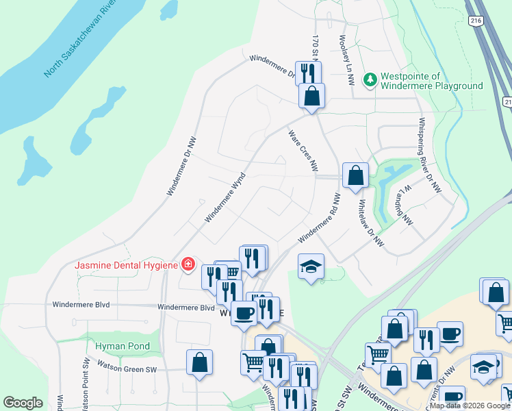 map of restaurants, bars, coffee shops, grocery stores, and more near in Edmonton