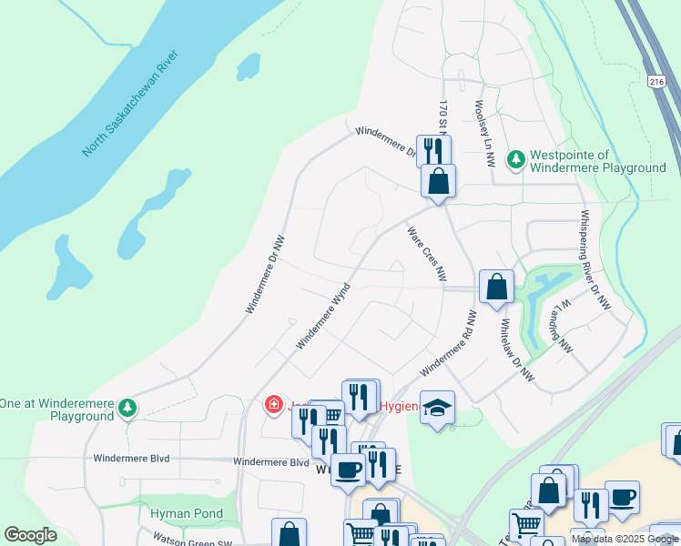 map of restaurants, bars, coffee shops, grocery stores, and more near 850 Windermere Wynd in Edmonton