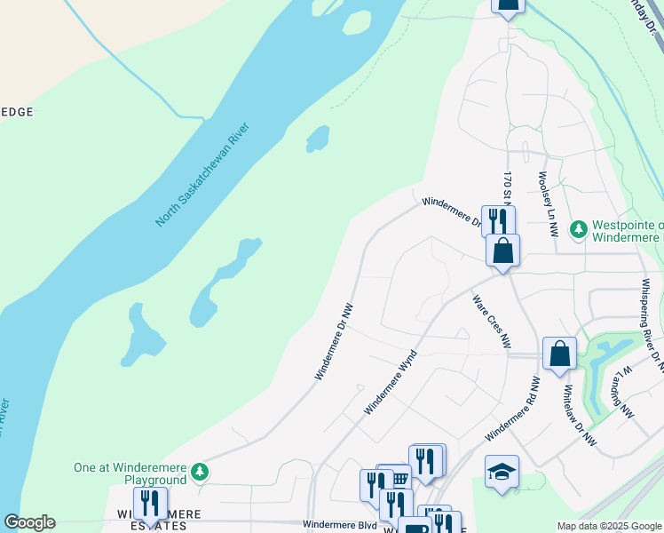 map of restaurants, bars, coffee shops, grocery stores, and more near 208 Windermere Drive Northwest in Edmonton