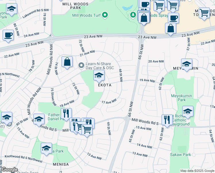 map of restaurants, bars, coffee shops, grocery stores, and more near in Edmonton