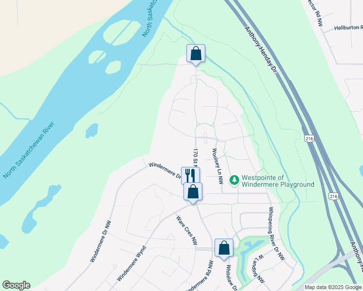 map of restaurants, bars, coffee shops, grocery stores, and more near 104 Windermere Crescent Northwest in Edmonton