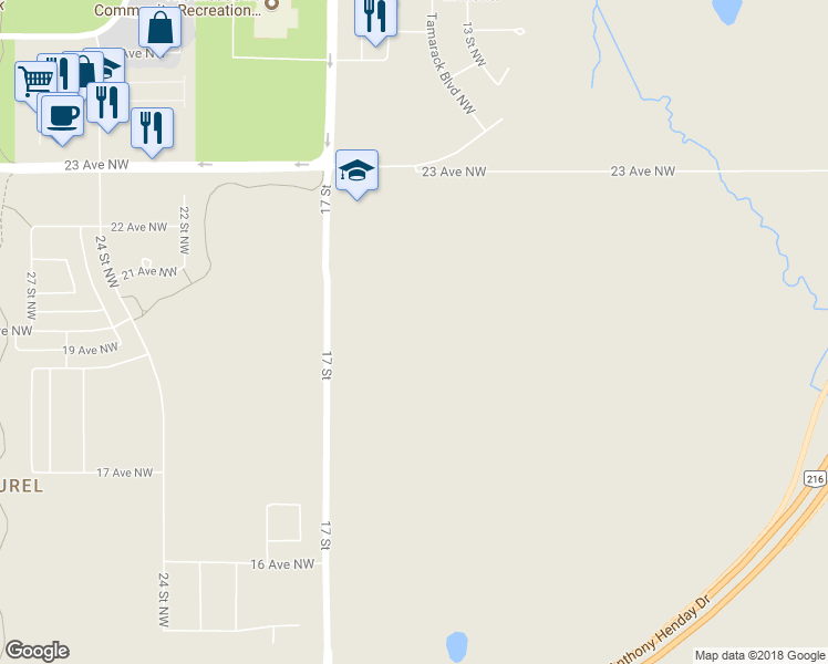 map of restaurants, bars, coffee shops, grocery stores, and more near 1303 23 Avenue Northwest in Edmonton