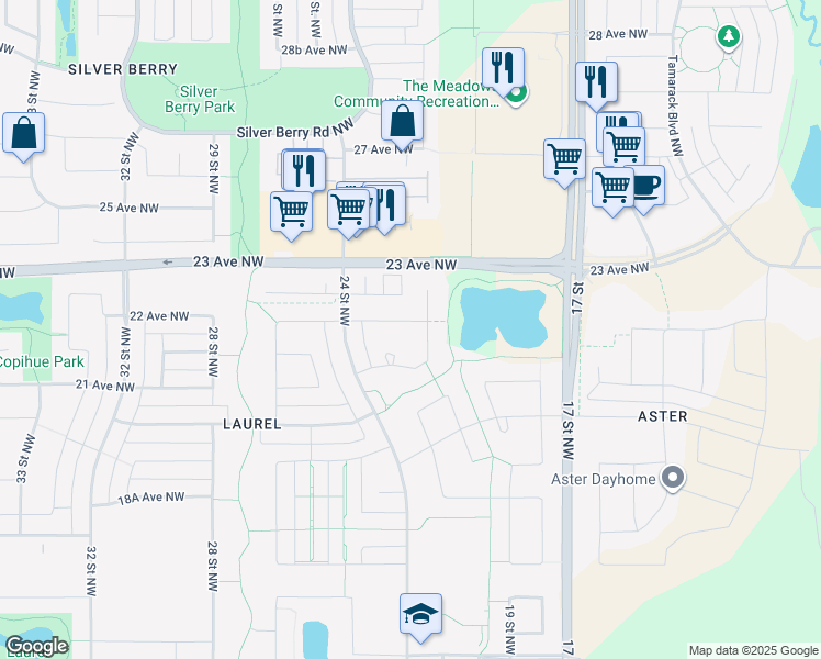map of restaurants, bars, coffee shops, grocery stores, and more near in Edmonton