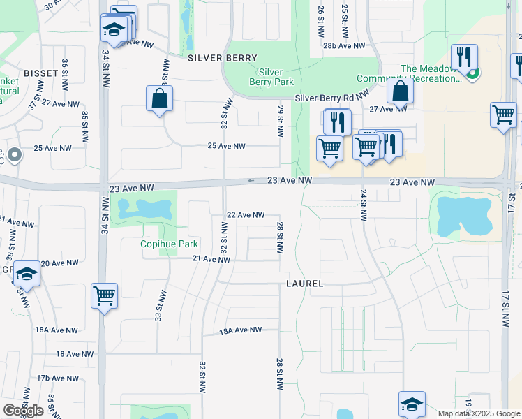 map of restaurants, bars, coffee shops, grocery stores, and more near 2824 22 Avenue Northwest in Edmonton
