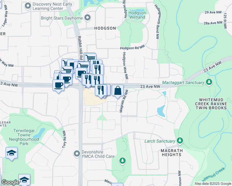 map of restaurants, bars, coffee shops, grocery stores, and more near in Edmonton