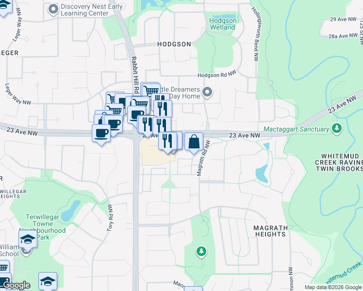 map of restaurants, bars, coffee shops, grocery stores, and more near in Edmonton