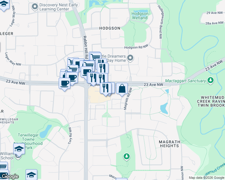 map of restaurants, bars, coffee shops, grocery stores, and more near in Edmonton