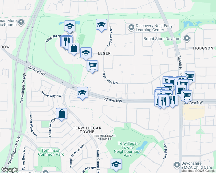 map of restaurants, bars, coffee shops, grocery stores, and more near 2314 Lemieux Place Northwest in Edmonton