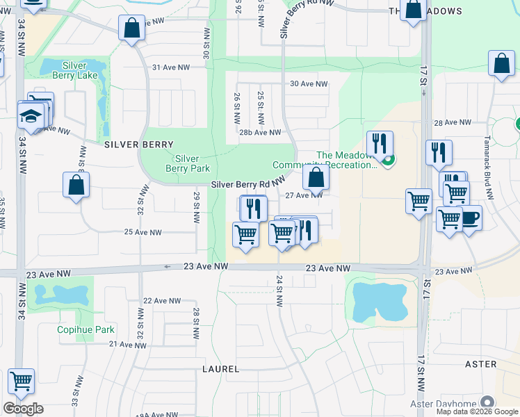 map of restaurants, bars, coffee shops, grocery stores, and more near in Edmonton