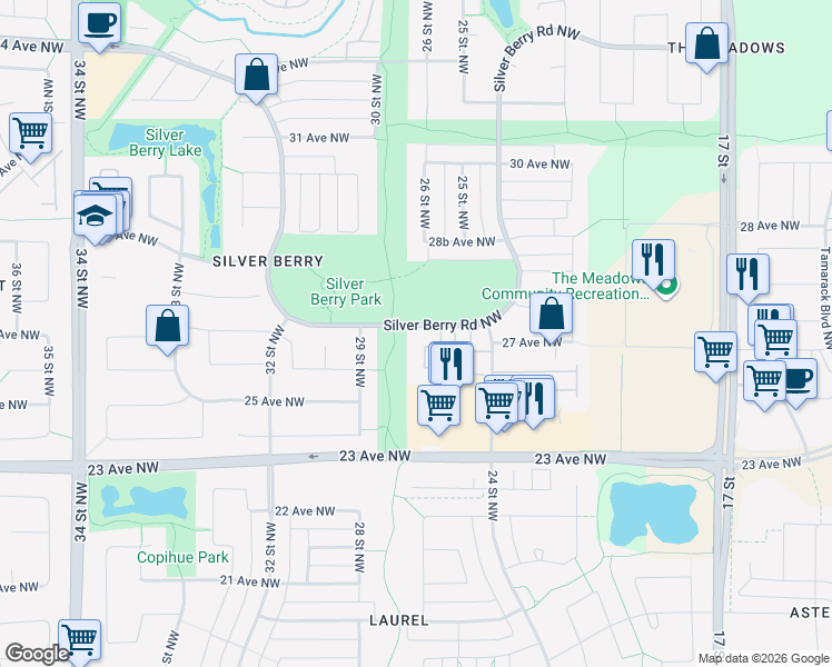 map of restaurants, bars, coffee shops, grocery stores, and more near in Edmonton