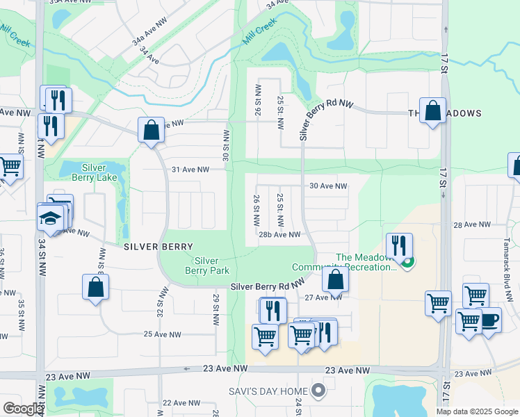 map of restaurants, bars, coffee shops, grocery stores, and more near 2923 26 Street Northwest in Edmonton