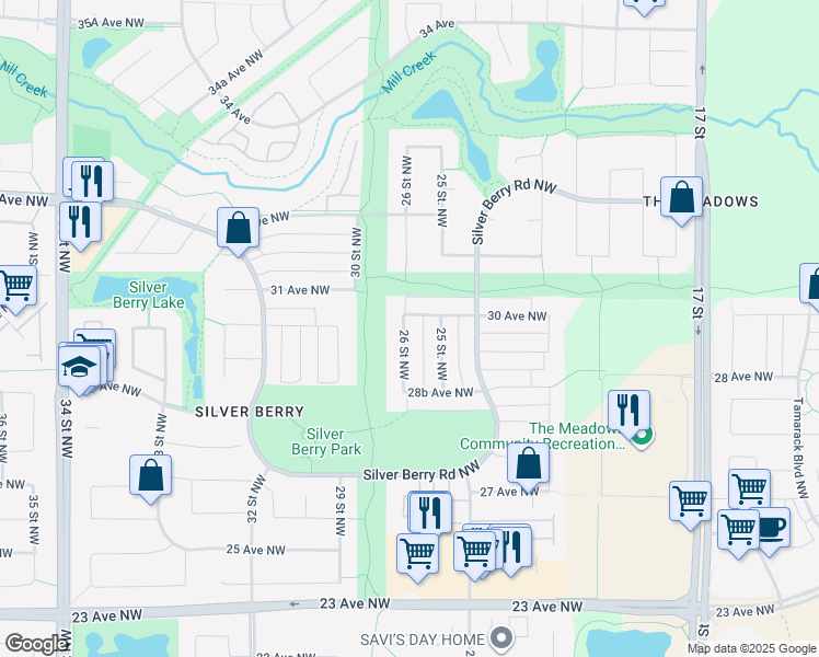 map of restaurants, bars, coffee shops, grocery stores, and more near 2923 26 Street Northwest in Edmonton