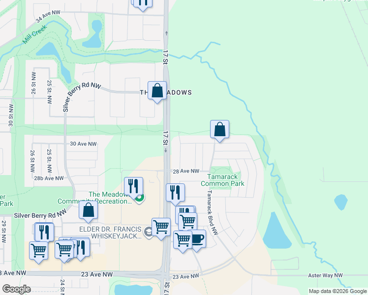 map of restaurants, bars, coffee shops, grocery stores, and more near in Edmonton