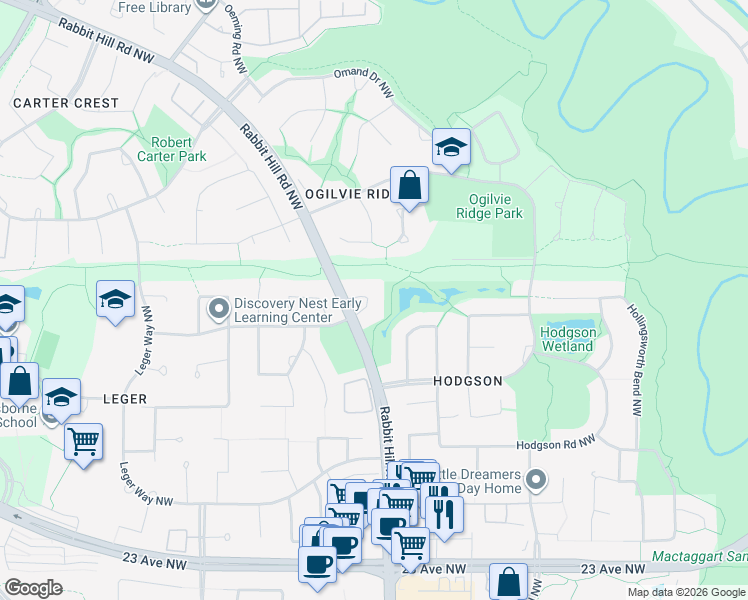 map of restaurants, bars, coffee shops, grocery stores, and more near in Edmonton