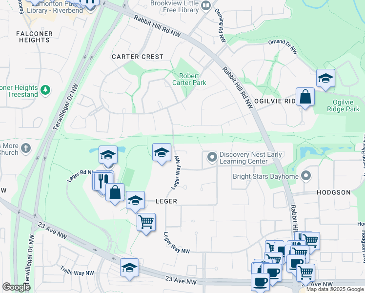 map of restaurants, bars, coffee shops, grocery stores, and more near 810 Lawrence Court Northwest in Edmonton