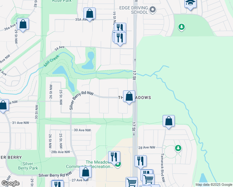 map of restaurants, bars, coffee shops, grocery stores, and more near 3312 20 Street Northwest in Edmonton