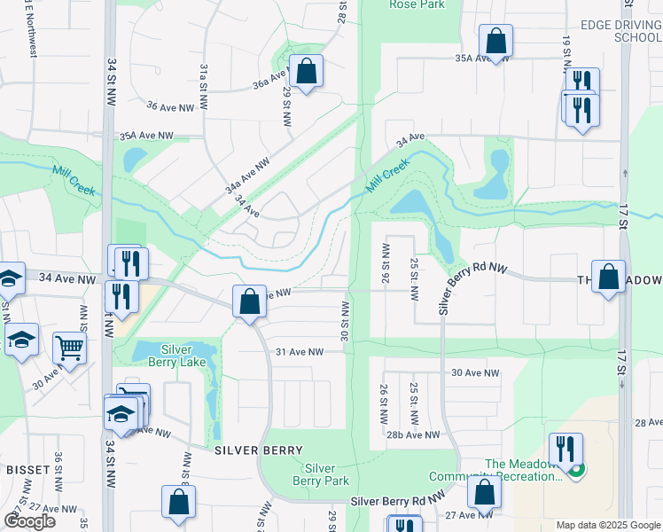 map of restaurants, bars, coffee shops, grocery stores, and more near 3010 33 Avenue Northwest in Edmonton